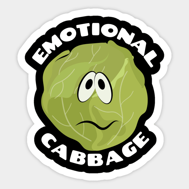 Emotional Cabbage | Cabbage Pun Sticker by Allthingspunny